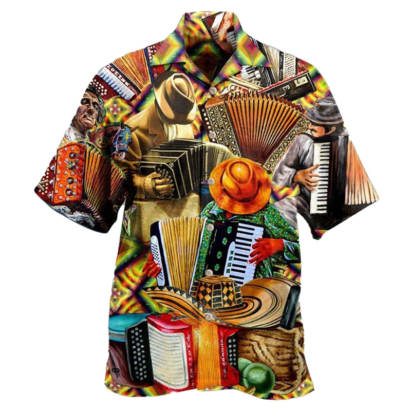 Musical Instrument Hawaiian - Гавайская рубашка для музыки, гитары, графики,