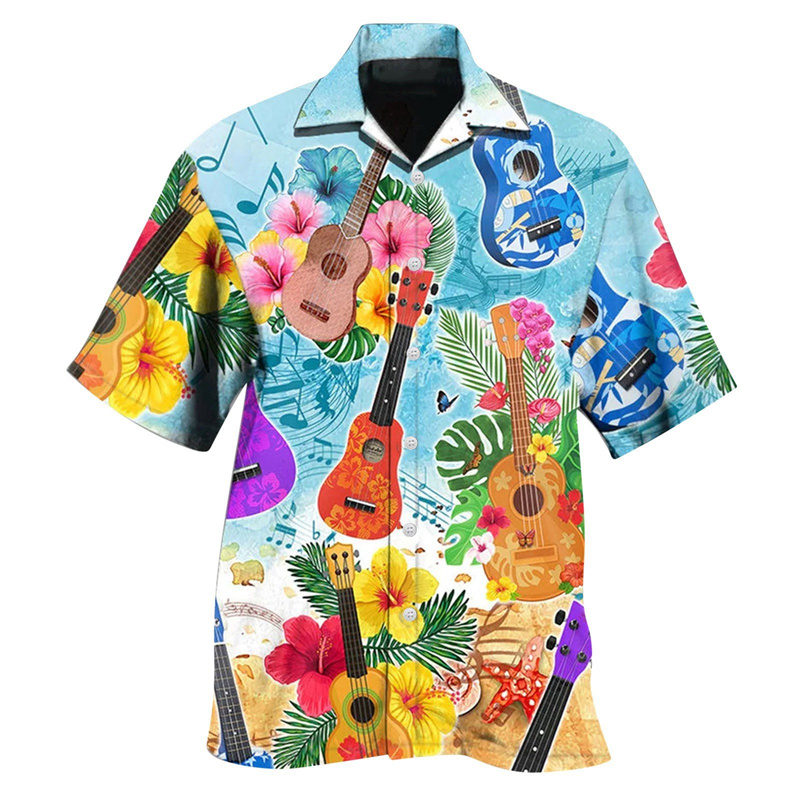 Рубашка мужская с 3d принтом м – обзор и цена Musical Instrument Hawaiian